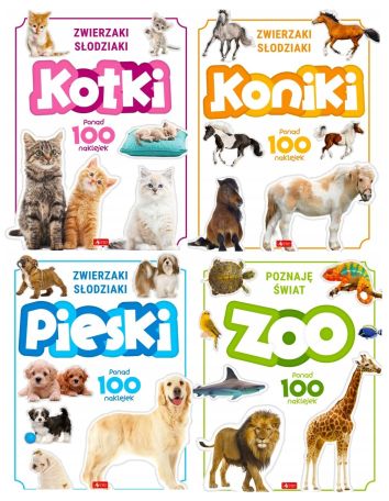 Zestaw 4w1Naklejki Kotki Pieski Koniki Zoo