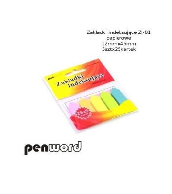 Zakładki indeksujące 12x45mm 5x25szt papierowe