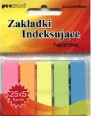 Zakładki indeksujące 12x45mm 5x25szt papierowe