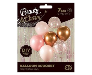 Balony B&C bukiet różowo-miedziane 7szt