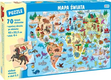 Puzzle 70 elementów. Mapa świata