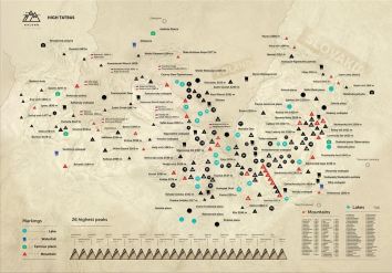 Mapa zdrapka - Mountain Peaks High Tatras duża