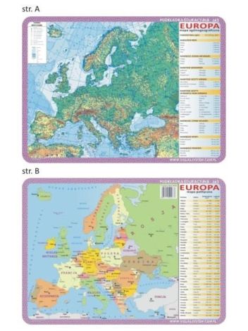 Podkładka edu. 063 - Europa mapy fizyczna i pol.