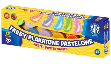 Farby plakatowe pastelowe 12 kolorów 20ml ASTRA