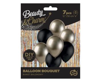 Balony B&C bukiet prosecco-czarne 7szt