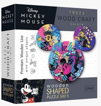 Puzzle 500+5 drewniane kontruowe Kultowa Mickey