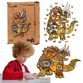 Puzzle drewniane eko 130 Triceratops A3