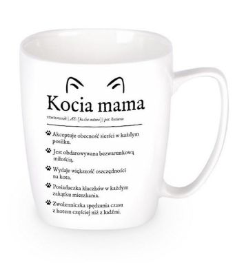 Kubek ceramiczny biały Kocia mama