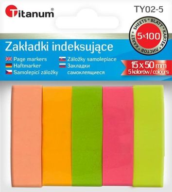 Zakładki indeksujące fluo 15x50mm 5x100 kartek