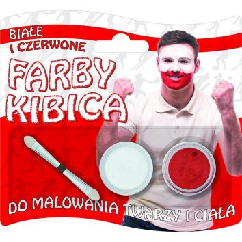 Farby do twarzy kibica 2 kolory biały i czerwony