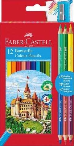 Kredki Zamek 12kol.+3 kredki+temper. FABER CASTELL