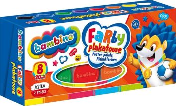 Farby plakatowe 8 kolorów 20ml BAMBINO