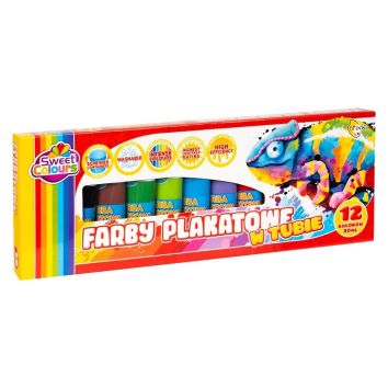 Farby plakatowe w tubie 12 kolorów 30ml