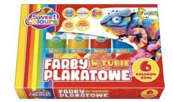 Farby plakatowe w tubie 6 kolorów 30ml