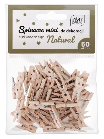 Naturalne spinacze do dekoracji mini 50szt