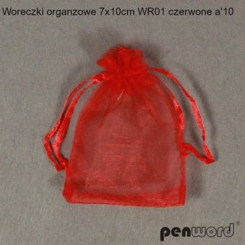 Woreczki organzowe czerwone 7x10cm 10szt