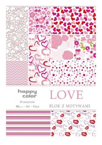 Blok A4/15 z motywami Love 80g HAPPY COLOR