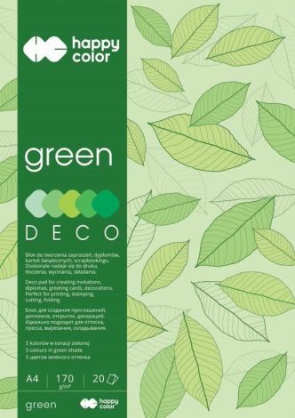 Blok A4/20K Deco Green 170g HAPPY COLOR