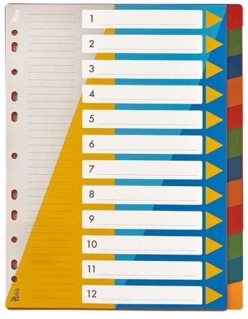 Przekładki A4 PP numeryczne 1-12 BP630-12