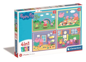 Puzzle 4w1 Super Kolor Peppa Pig