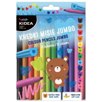 Kredki Misie Jumbo 12 kolorów KIDEA