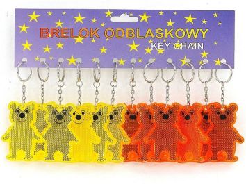 Brelok zawieszka odblaskowa miś 7cm 12szt