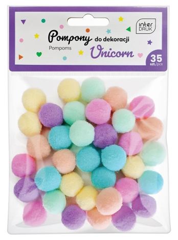 Pompony do dekoracji 35 sztuk Unicorn