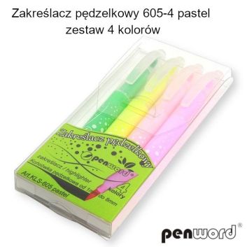 Zakreślacz pędzelkowy pastelowy 4 kolory