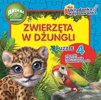 Zwierzęta w dżungli Układanka Kolorowanka Puzzle