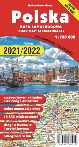 Mapa ,,Polska 1:700 000” - foliowana (wyd.2020)