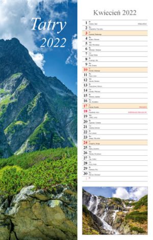 Kalendarz 2022. Ścienny paskowy. Tatry