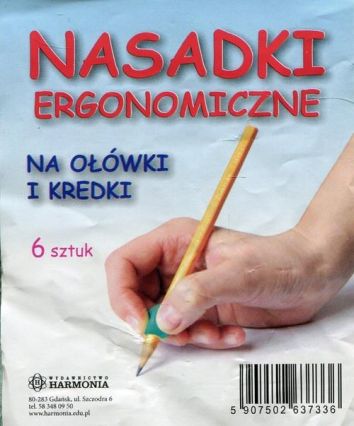 Nasadki ergonomiczne na ołówki i kredki korygujące nieprawidłowy uchwyt 6 sztuk