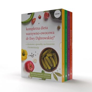 KPL - Dieta warzywno-owocowa dr Ewy Dąbrowskiej (4-pak)Dieta warzywno-owocowa. Przepisy + Dieta warzywno-owocowa. I co dalej? (wyd. 3) + Dieta warzywno-owocowa. Przepisy na wychodzenie + Kiszenie...