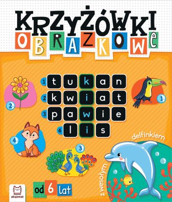 Krzyżówki obrazkowe z wesołym delfinkiem. Od 6 lat