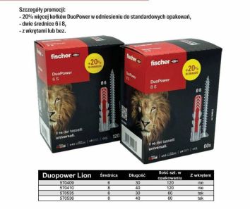 FISCHER KOŁEK DUOPOWER 6x30 100szt. +20% GRATIS uniwersalny