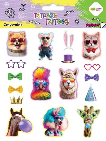 Tatuaże zmywalne Animals Funny HAPPY COLOR