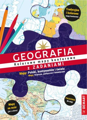 Geografia z zadaniami. Kolorowe mapy konturowe