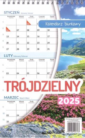 Kalendarz 2025 biurkowy trójdzielny Lux