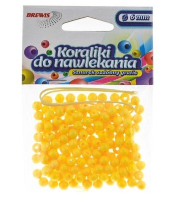 Koraliki do nawlekania żółte + sznurek 6mm 16g