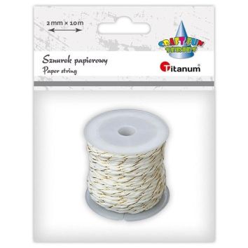 Sznurek papierowy 2mm 10m biało-złoty